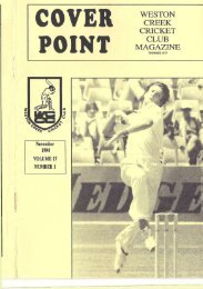 COVER POINT - Weston Creek Cricket Club