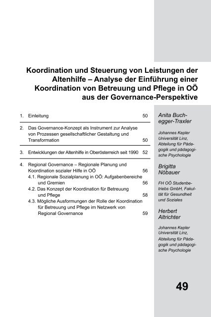 Koordination und Steuerung von Leistungen der Altenhilfe ...