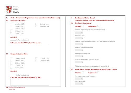 CIArb Costs of International Arbitration Survey 2011