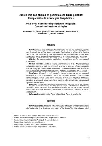 Otitis media con efusiÃ³n en pacientes con fisura palatina ...