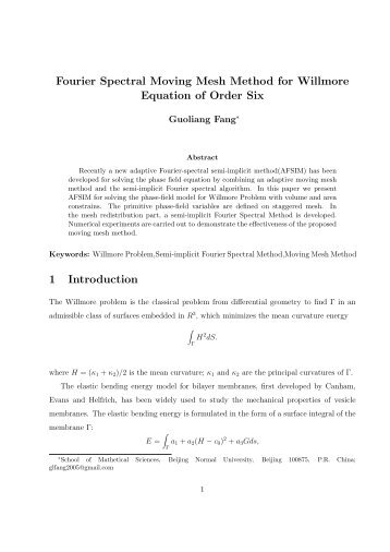 Fourier Spectral Moving Mesh Method for Willmore Equation of ...