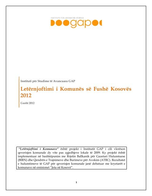 LetÃ«rnjoftimi i KomunÃ«s sÃ« FushÃ« KosovÃ«s 2012 - Instituti GAP