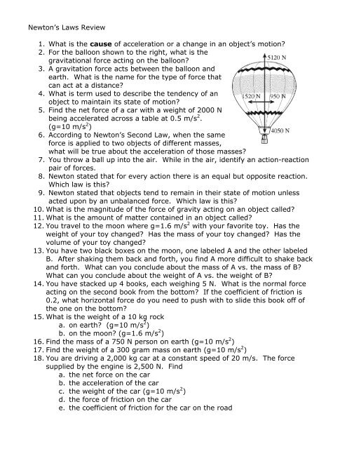 Newton's Laws Review - Fc.summit.k12.nj.us