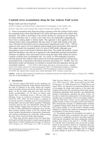 Coulomb stress accumulation along the San Andreas Fault system