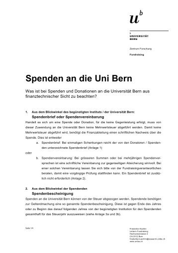 Spenden an die Uni Bern - Finanzabteilung - Universität Bern