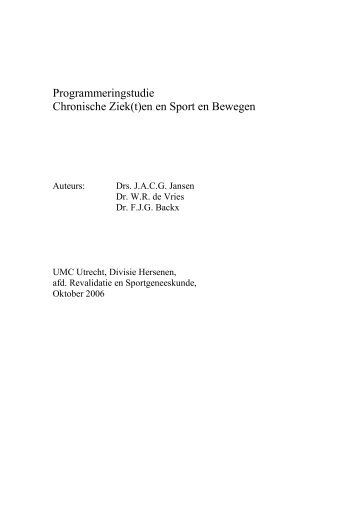 Programmeringstudie Chronische Ziek(t)en en Sport en Bewegen