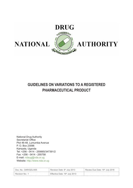 guidelines on variations to a registered pharmaceutical product