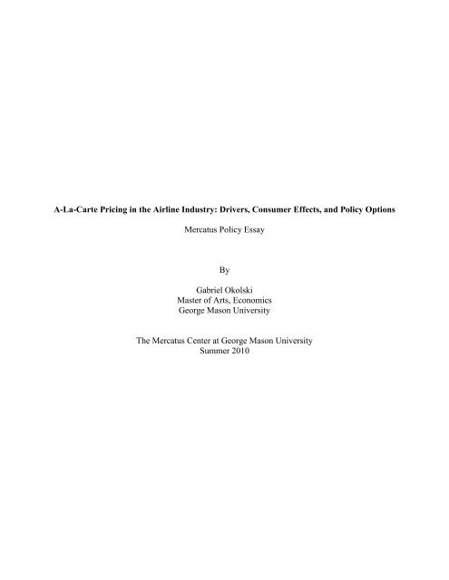 A-La-Carte Pricing in the Airline Industry - Graduate Student ...