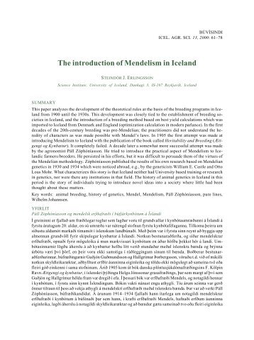The introduction of Mendelism in Iceland - Landbunadur.is