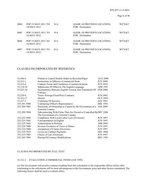 see schedule solicitation/contract/order for commercial items