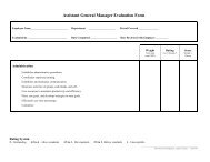 Assistant General Manager Evaluation Form - Land O'Lakes Inc.