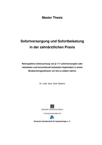 Sofortversorgung und Sofortbelastung in der ... - Dr. Siebers