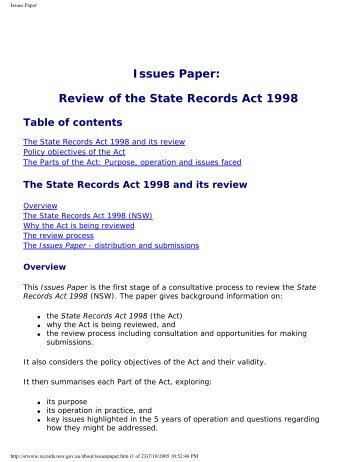 issues paper (pdf, 85kb) - State Records NSW - NSW Government
