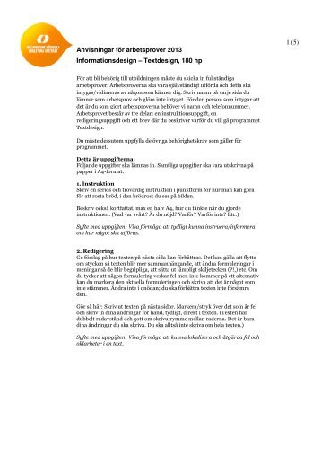 Arbetsprover Textdesign - Mälardalens högskola