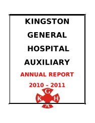 Auxiliary Annual Report - Kingston General Hospital