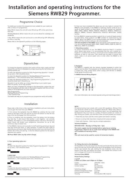 RWB29 Instructions - Industry UK - Siemens