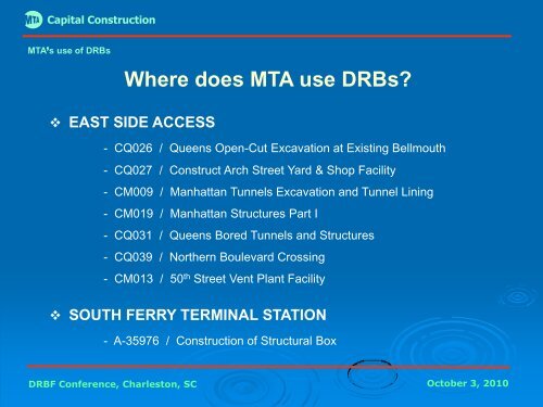 MTA Capital Construction - Dispute Resolution Board Foundation