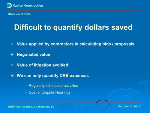 MTA Capital Construction - Dispute Resolution Board Foundation