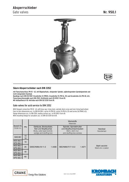 Absperrschieber Typ 950.1 - Krombach