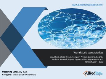 World Surfactant Market Analysis, Size, Share, Growth, Opportunities and Forecasts 2014 -2020