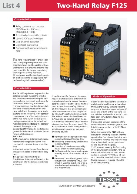 Two-Hand Relay F125 - TESCH GmbH