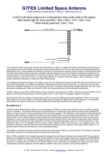 G7FEK Antenna - Construction Guide - Sral