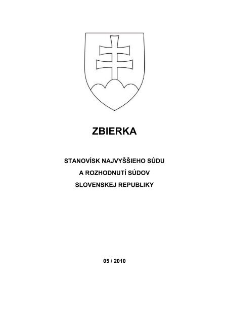 StanoviskÃ¡ a rozhodnutia 05/2010 - NajvyÅ¡Å¡Ã­ sÃºd Slovenskej republiky