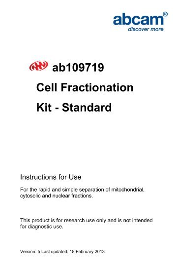 ab109719 Cell Fractionation Kit - Standard - Abcam