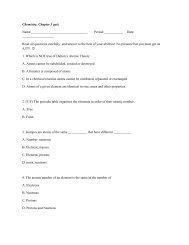 Chemistry, Chapter 3 quiz Name - Teacherpage