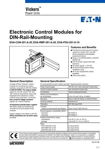Electronic Control Modules for DIN-Rail-Mounting - Vickers