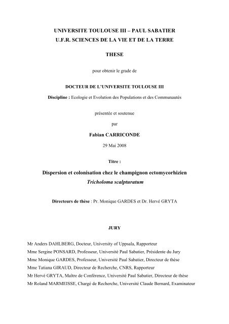 UNIVERSITE TOULOUSE III â PAUL SABATIER ... - Mycologylab