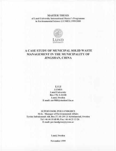 a case study of municipal solid waste management in the ... - lumes