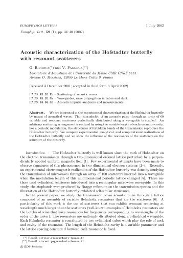 Acoustic characterization of the Hofstadter butterfly with resonant ...