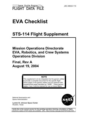 EVA Checklist - NASA