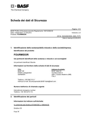 Scheda dei dati di Sicurezza - BASF Pest Control Solutions Italia