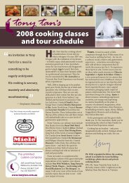 2008 cooking classes and tour schedule - Tony Tan's Unlimited ...