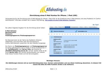 Einrichtung eines E-Mail Kontos iPhone / iPad (iOS) - Alfahosting