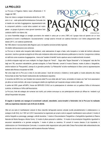LA PRO-LOCO - Paganico Sabino