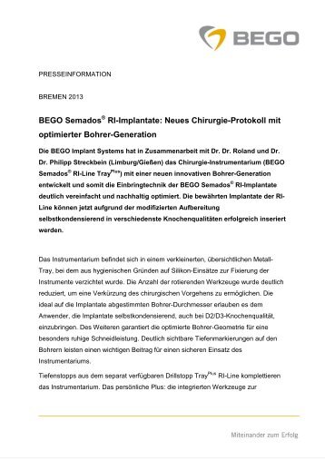 BEGO Semados RI-Implantate: Neues Chirurgie-Protokoll mit ...