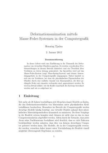 Masse-Feder-Systeme in der Computergrafik - Henning Tjaden
