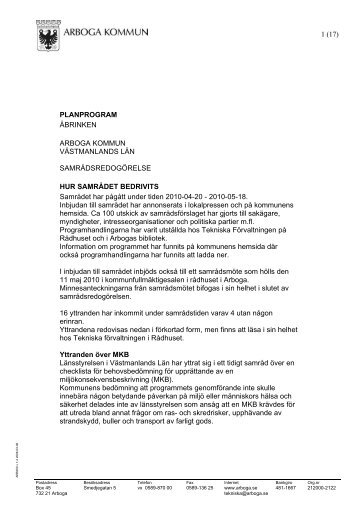Samrådsredogörelse (pdf 71 kB, nytt fönster) - Arboga kommun