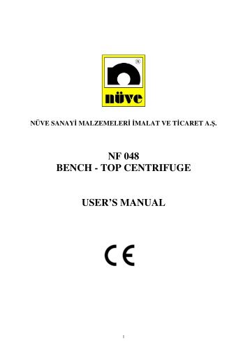 NF 048 BENCH - TOP CENTRIFUGE USER'S MANUAL - Frederiksen