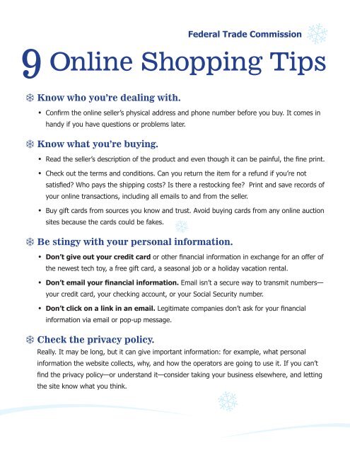 Nine Online Shopping Tips - Federal Trade Commission