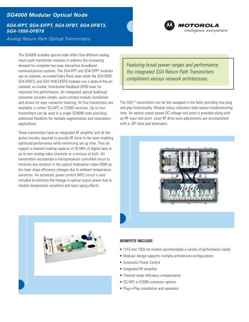 SG4000 Modular Optical Node Featuring broad power ranges and ...