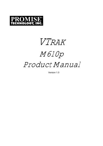 VTrak M610p Product Manual - Promise Technology, Inc.