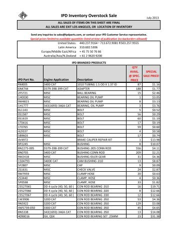 IPD Inventory Overstock Sale - from IPD