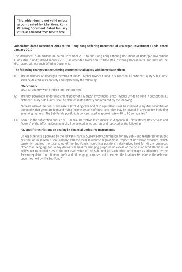 Addendum dated July 2013 to the Hong Kong Offering Document of ...