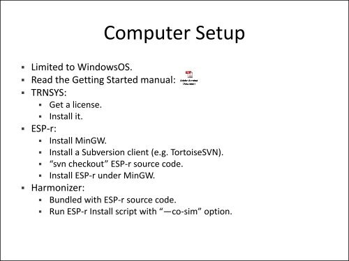 Co-Simulation Between ESP-r and TRNSYS Workshop