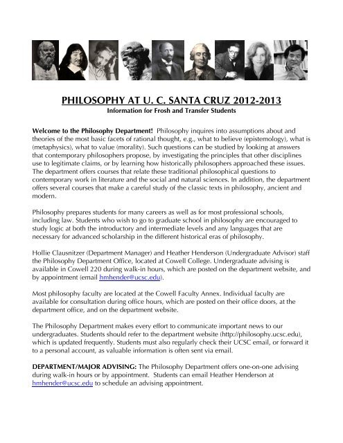 philosophy at uc santa cruz 2012-2013 - University of California ...