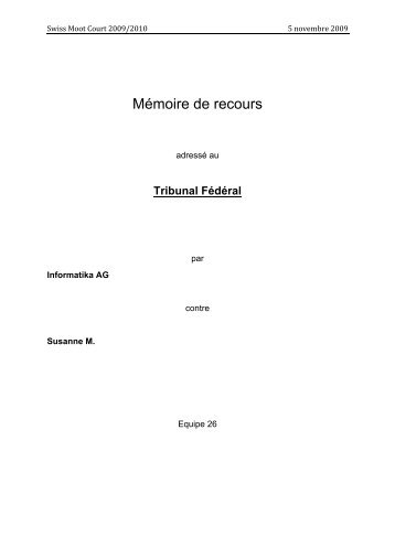 MÃ©moire de recours - Swiss Moot Court